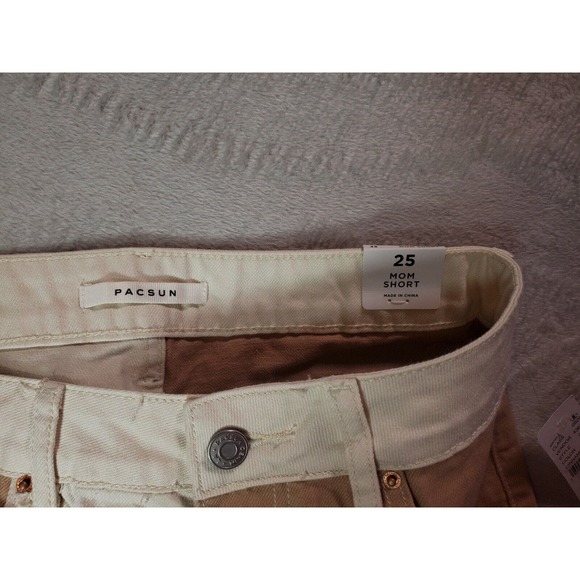 PacSun Mom Short Women Size 25 Cream Tan Denim Cotton 5-Pocket Design Light Wash - Picture 8 of 11